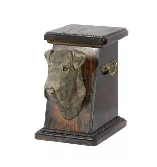 Fox-terrier à poil dur - urne pour les cendres d'un chien, une urne élégante avec une statuette, une urne commémorative avec un buste de chien de la marque Art-Dog
