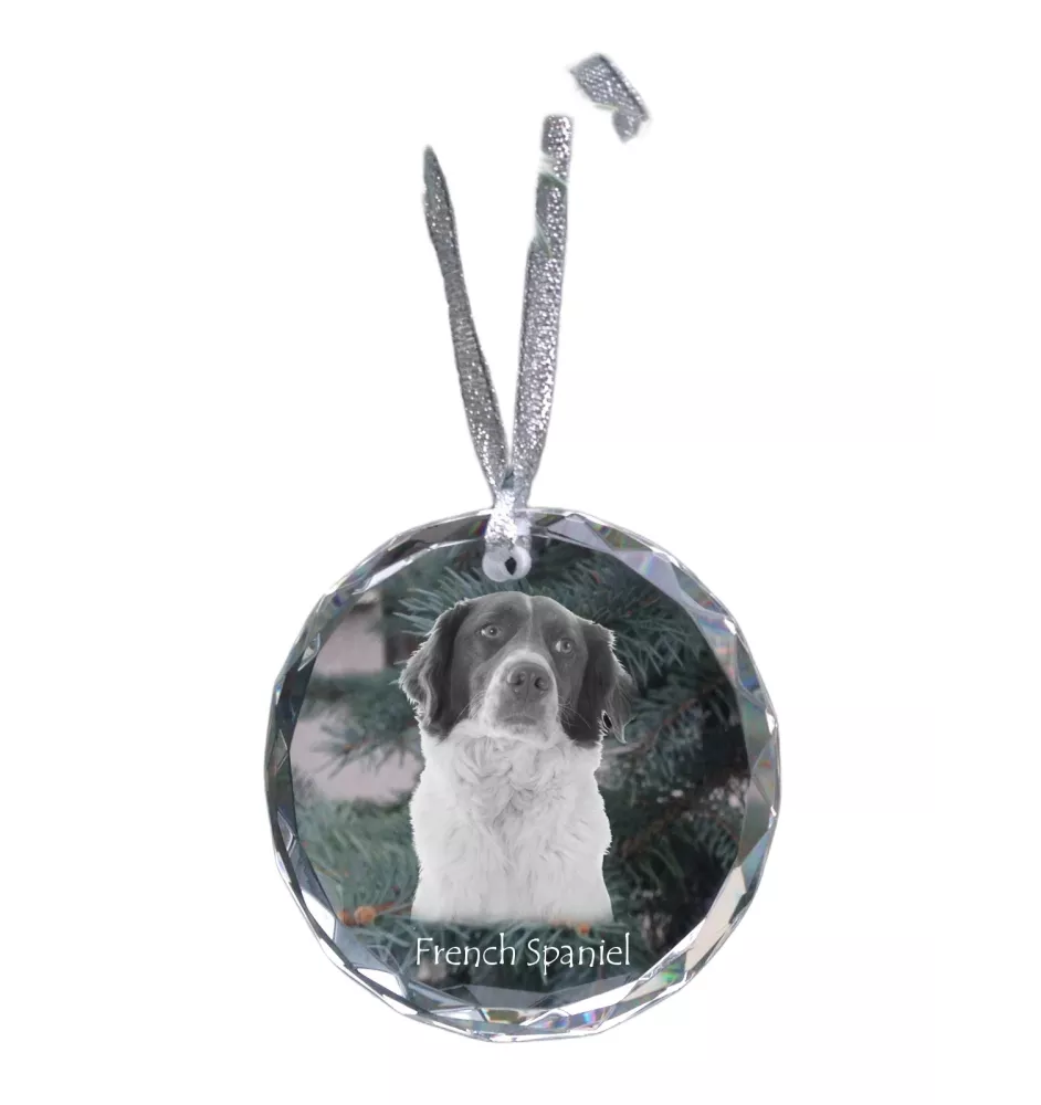 Épagneul français - boule de Noël en cristal avec une photo, photo de chien dans le cristal, décoration personnalisée pour sapin de Noël de la marque Art-Dog