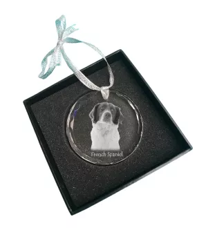 Französischer Spaniel, Epagneul Français - Kristallkugel mit Foto, Hundebild im Kristall, personalisierter Christbaumschmuck von Art-Dog.