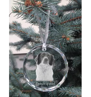 French Spaniel, French Setter, Canadian Setter - crystal bauble with a photo, dog photo in crystal, personalized Christmas tree ornament by Art-Dog brand