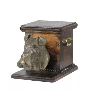 Foksterier szorstkowłosy urna wykonana z drewna z psem Art-Dog