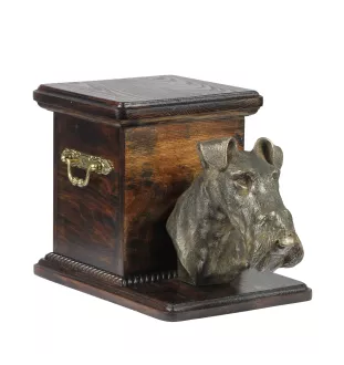 Fox-terrier à poil dur - urne pour les cendres d'un chien avec une statuette, une urne élégante pour chien, une urne exceptionnelle avec un buste de chien de la marque Art-Dog
