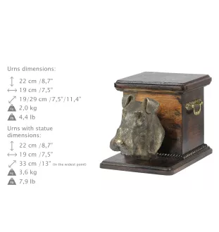 Fox Terrier Wire - urn for dog ashes with a statuette, elegant urn for a dog, unique urn with a bust of a dog by Art-Dog brand