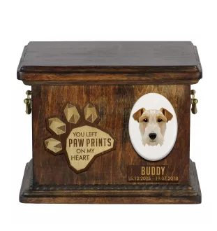 Fox Terrier Wire - urn for dog ashes, personalized urn with engraving, commemorative box for dog ashes by Art-Dog brand