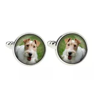 Fox-terrier à poil dur - boutons de manchette, décoration de chemise, pendentif de chemise de la marque Art-Dog