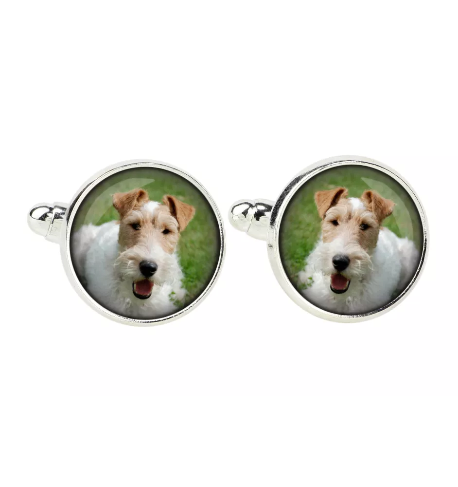 Fox Terrier Drahthaar, Foxterrier - Manschettenknöpfe, Hemdverzierung, Hemdanhänger der Marke Art-Dog