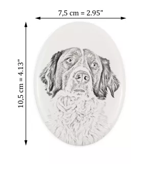 Französischer Spaniel, Epagneul Français - Gedenktafel mit einem Foto eines Hundes, Grabplatte mit Druck, personalisierte ovale Platte der Marke Art-Dog