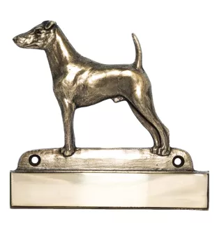Fox-terrier à poil lisse - plaque d'adresse avec chien, plaque de nom en laiton, plaque de porte personnalisée avec le nom de la marque Art-Dog