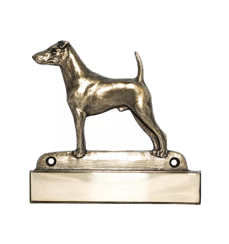 Fox Terrier Glatthaar, Foxterrier - Haustürschild mit Hund, Messingschild mit Namen, personalisiertes Türschild mit Markennamen Art-Dog
