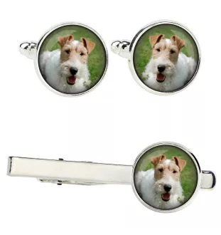 Fox Terrier Wire - cufflinks and tie with your photo, a suit decoration, men's jewelry from the Art-Dog brand.