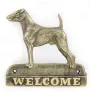 Fox-terrier à poil lisse - une plaque de porte avec un chien, une plaque de bienvenue en laiton, une enseigne exceptionnelle avec l'inscription Welcome de la marque Art-Dog