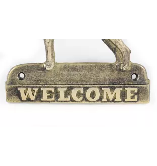 Fox Terrier Glatthaar, Foxterrier - Türschild mit Hund, messingfarbenes Willkommensschild, einzigartiges Schild mit der Aufschrift Welcome von der Marke Art-Dog