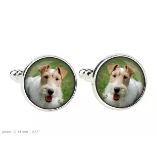 Fox-terrier à poil dur - Boutons de manchette et cravate avec votre photo, accessoire de costume, bijoux pour hommes de la marque Art-Dog.