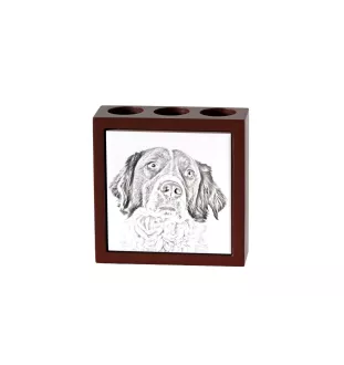 Französischer Spaniel, Epagneul Français - Stifthalter mit Hund, Schreibtischorganizer mit Aufdruck, personalisierte Schreibtischdekoration der Marke Art-Dog