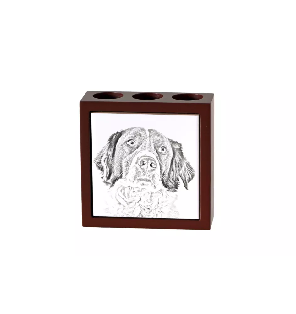 Französischer Spaniel, Epagneul Français - Stifthalter mit Hund, Schreibtischorganizer mit Aufdruck, personalisierte Schreibtischdekoration der Marke Art-Dog