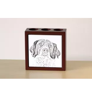 French Spaniel, French Setter, Canadian Setter - pen holder with a dog, desk organizer with a print, personalized desk decoration from the Art-Dog brand.