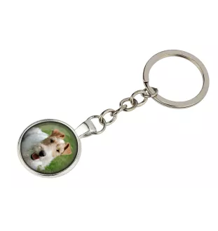 Fox-terrier à poil dur - porte-clés dans une boîte, photo personnelle, porte-clés de la marque Art-Dog