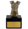 Fox Terrier Glatthaar, Foxterrier - eine Urne mit Gravur und Hundeskulptur, letzter Abschied, handgefertigtes Produkt der Marke Art-Dog