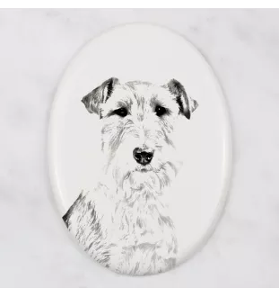 Fox Terrier Wire - commemorative plaque with a photo of a dog, tombstone with a print, personalized oval plaque from the Art-Dog brand