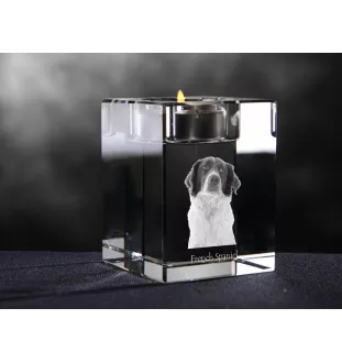 French Spaniel, French Setter, Canadian Setter - Candle holder with dog photo, crystal tealight holder, personalised gift by Art-Dog brand