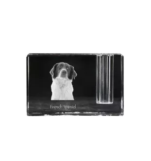 Französischer Spaniel, Epagneul Français - Stifthalter, Kristallorganizer mit Hundefoto, einzigartige Schreibtischdekoration der Marke Art-Dog