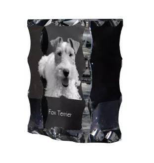 Fox Terrier Wire - crystal with a picture of a dog, glass statuette with a picture, unique frame with a picture from Art-Dog brand