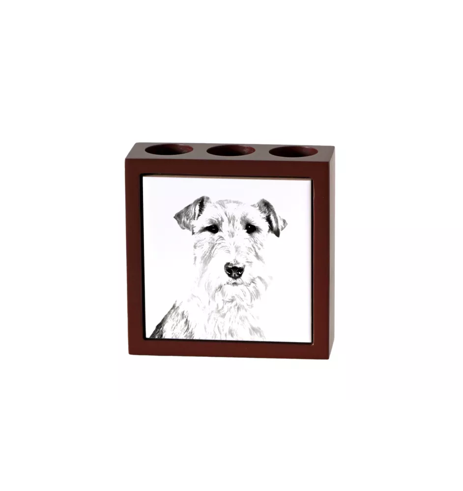 Fox Terrier Wire - pen holder with a dog, desk organizer with a print, personalized desk decoration from the Art-Dog brand.