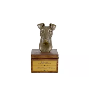 Fox-terrier à poil lisse - urne pour les cendres du chien avec une statuette, petite urne pour chien, urne personnalisée avec le buste du chien de la marque Art-Dog