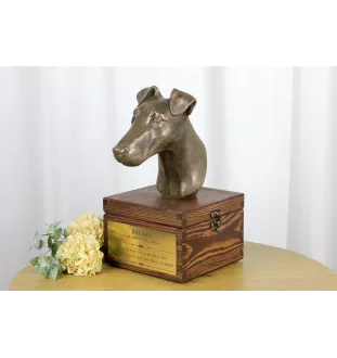 Fox Terrier Smooth - urn for dog ashes with a statuette, small urn for a dog, personalized urn with a bust of a dog by Art-Dog brand