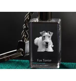 Fox Terrier Wire - Crystal key ring with dog photo, illuminated key ring, unique gift by Art-Dog brand