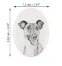 Fox Terrier Glatthaar, Foxterrier - Gedenktafel mit einem Foto eines Hundes, Grabplatte mit Druck, personalisierte ovale Platte der Marke Art-Dog