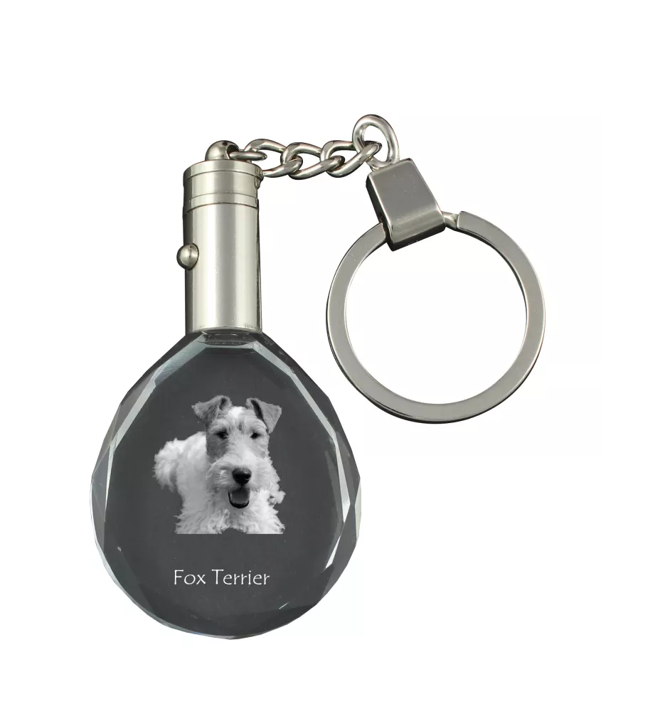 Fox Terrier Wire - pendant with a photo of a dog, crystal key ring in a gift box, a unique gift by Art-Dog