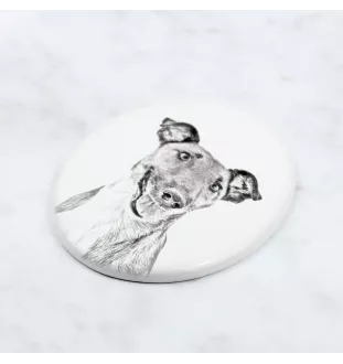 Fox Terrier Smooth - commemorative plaque with a photo of a dog, tombstone with a print, personalized oval plaque from the Art-Dog brand