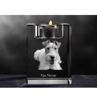 Foksterier szorstkowłosy świecznik kryształowy z psem Art-Dog