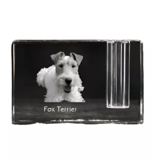 Fox Terrier Drahthaar, Foxterrier - Stifthalter, Kristallorganizer mit Hundefoto, einzigartige Schreibtischdekoration der Marke Art-Dog