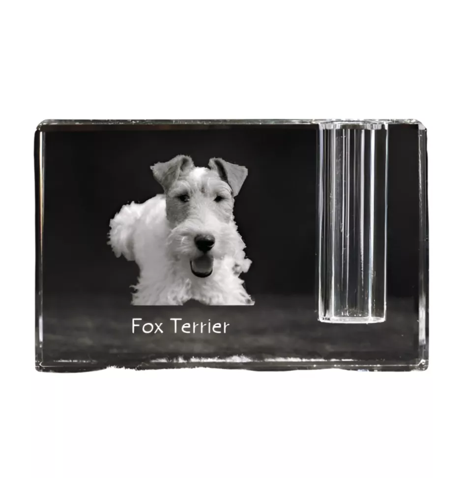 Fox-terrier à poil dur - Porte-stylos, organiseur en cristal avec photo de chien, décoration de bureau unique par la marque Art-Dog