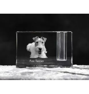 Fox Terrier Wire - Pen stand, crystal organiser with dog photo, unique desk decoration by Art-Dog brand