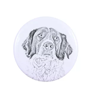 Französischer Spaniel, Epagneul Français Magnet mit einem Hundepfotenabdruck, außergewöhnlich leicht, starker Magnet, handgefertigtes Produkt der Marke Art-Dog