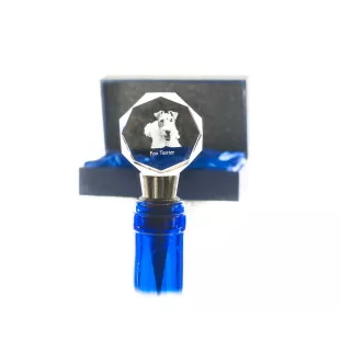 Fox Terrier Wire - Bottle stopper, crystal wine stopper with photo, personalised gift for bartender by Art-Dog brand