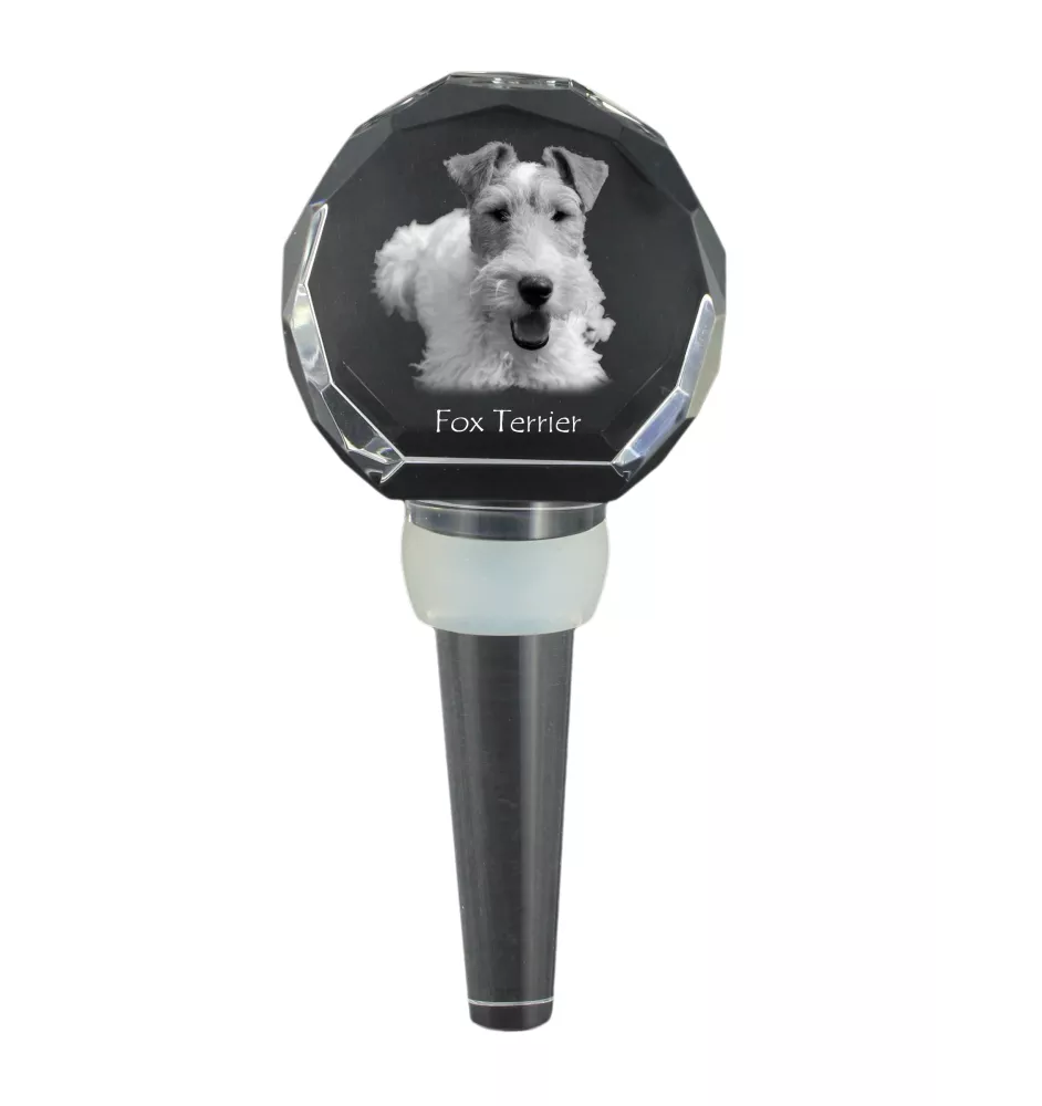 Fox-terrier à poil dur - Bouchon de bouteille en cristal, bouchon de vin unique avec photo, cadeau personnalisé pour sommelier par la marque Art-Dog