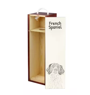 Französischer Spaniel, Epagneul Français - Weinbox mit Hund, Alkoholbox mit Grafik, personalisierte Geschenkbox der Marke Art-Dog