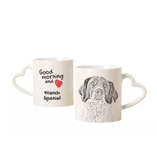 French Spaniel, French Setter, Canadian Setter - cup with a dog, adorable cup with a heart-shaped handle, universal gift from the Art-Dog brand