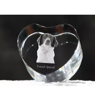 French Spaniel, French Setter, Canadian Setter - a photo of a dog in crystal, crystal heart, unique photo frame from the Art-Dog brand
