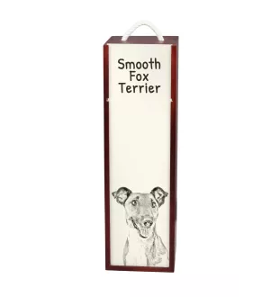 Fox-terrier à poil lisse - boîte à vin avec chien, boîte à alcool avec graphisme, boîte cadeau personnalisée de la marque Art-Dog