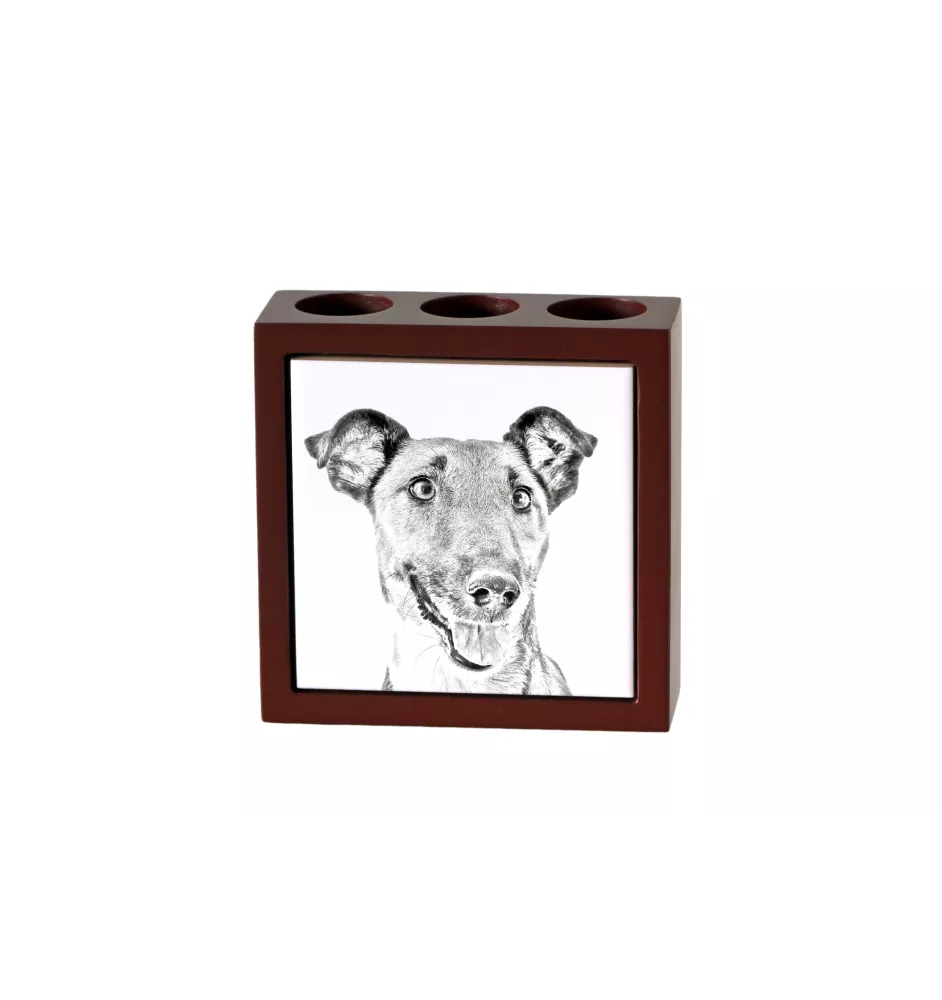 Fox Terrier Glatthaar, Foxterrier - Stifthalter mit Hund, Schreibtischorganizer mit Aufdruck, personalisierte Schreibtischdekoration der Marke Art-Dog