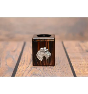 Fox Terrier Drahthaar, Foxterrier - Holzkerzenständer mit Hund, einzigartiges Andenken an den Verlust eines Hundes, Handwerkskunst der Marke Art-Dog