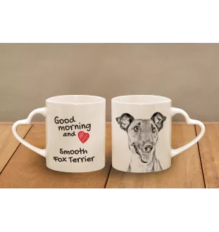 Fox Terrier Glatthaar, Foxterrier - Tasse mit Hund, entzückende Tasse mit herzförmigem Henkel, universelles Geschenk der Marke Art-Dog