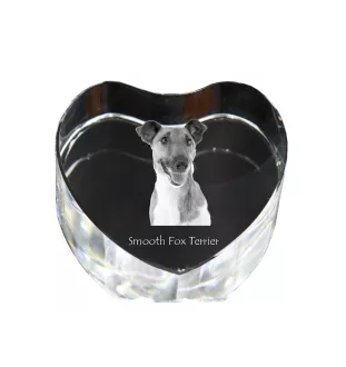 Fox Terrier Smooth - a photo of a dog in crystal, crystal heart, unique photo frame from the Art-Dog brand
