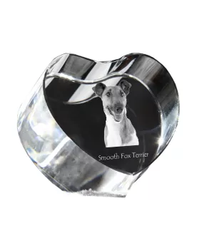 Fox Terrier Smooth - a photo of a dog in crystal, crystal heart, unique photo frame from the Art-Dog brand