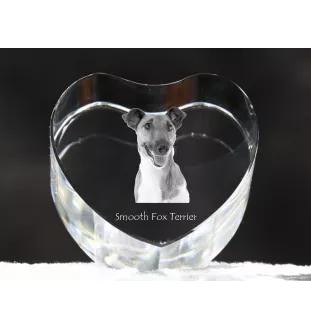 Fox Terrier Smooth - a photo of a dog in crystal, crystal heart, unique photo frame from the Art-Dog brand